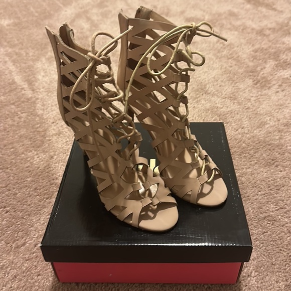 Nude Open Toed Heels - Picture 2 of 3